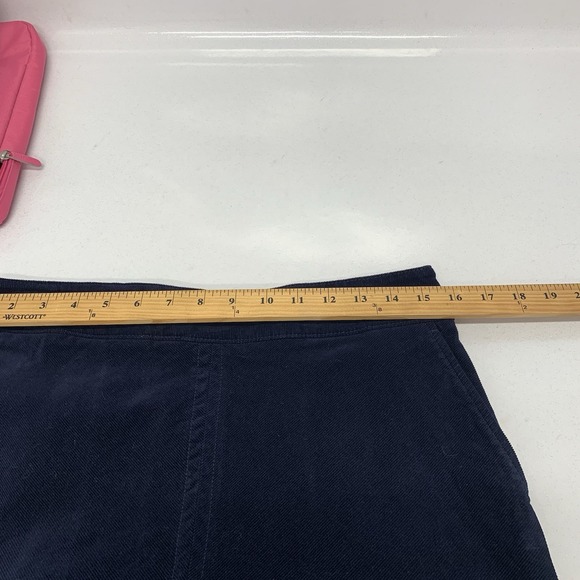 Talbots Corduroy Skirt 8 Navy Blue Pockets Above Knee Stretch Casual Work Travel - Picture 7 of 8